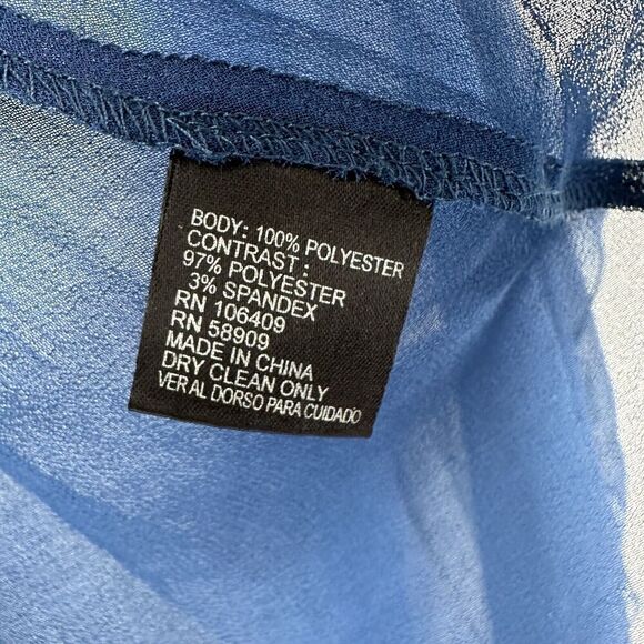 Preston York Cape Top Blue Sheer Gemstone Bead Embellished Size L XL Crew Neck - Picture 9 of 9